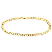 Real 10k Yellow Gold Hollow Cuban Men and Women Bracelet/Anklet 4.5 mm, 7" to 10"
