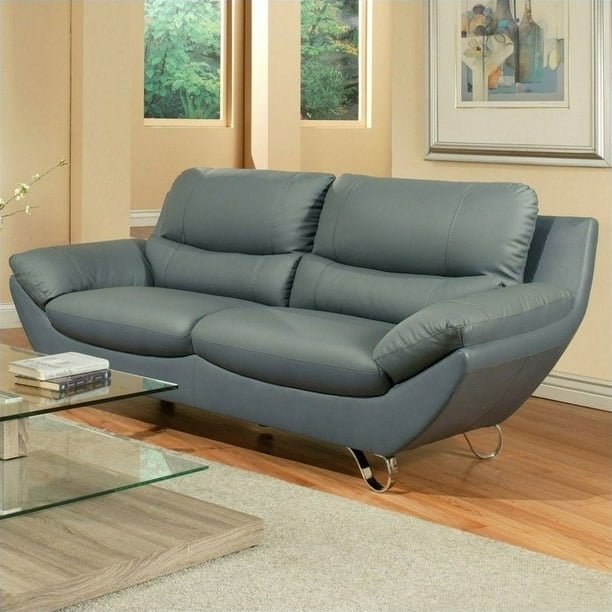Pastel Furniture Mableton Leather Sofa in Gray