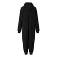 thumbnail image 6 of SZJXBUY Adult Womens Onesies Pajamas Fleece Zip Up Sherpa Jumpsuit with Drawstring Hooded Solid Pockets Loungewear Sleepwear One Piece Rompers Black,XXL, 6 of 6