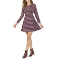thumbnail image 2 of Allegra K Junior's Plaid Zip Front Long Sleeve A-Line Mini Dress, 2 of 6