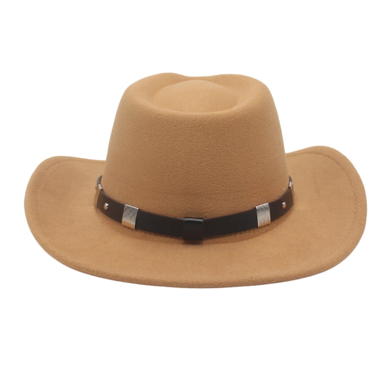 Wide Brim Cowboy Hat with Buckle Belt - Unisex Western Style CXQRR Brown Cowboy Cowgirl Hat for Women Men Western Style  main image 4