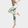 thumbnail image 2 of GEWSEY Women Yoga Pants Printed Over The Heel Stirrup Yoga Leggings High Waist Power Flex Capris Leggings for Fitness Running (Green, M), 2 of 4