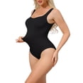 thumbnail image 4 of INSPIRE CHIC Ribbed Shapewear Bodysuits for Women Square Neck Tank Tops Thong Sleeveless Bodyshaper S Black, 4 of 5