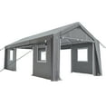 thumbnail image 4 of Danolapsi Carport 10'x20' Portable Garage,Reinforced Steel Poles, Heavy Duty Carport Canopy,4 Roll-up Doors & 4 Mesh Windows,for Pickup,Boat,and Equipment(ship in 2 boxes), 4 of 9