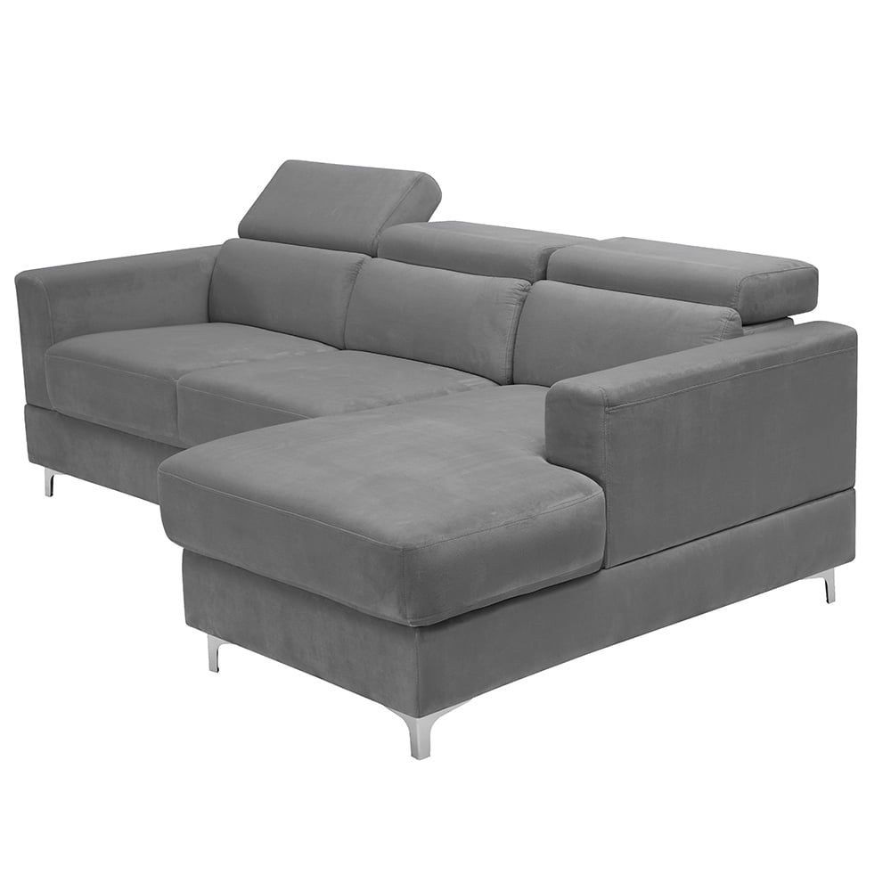 Kepooman Modern L-Shaped Sofa Sleeper Bed, Velvet Facing, Gray Kepooman Modern L-Shaped Sofa Sleeper Bed, Velvet Facing, Gray