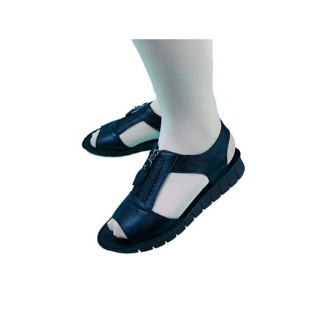 

Eloshman Ladies Nonslip Ankle Strap Flat Sandals Beach Lightweight Soft Sole Zipper Shoes