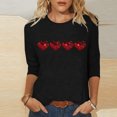 thumbnail image 2 of Plebaso Chemises à Manches 3/4 pour Femmes Mignonnes avec Cœur Hauts Amples Décontractés Blouses à Col Rond T-Shirts Imprimés, 2 of 4
