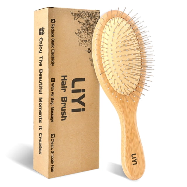 Cepillo de pelo LIYI Bamboo para el crecimiento del cabello con cerdas de acero inoxidable