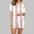 thumbnail image 2 of Diufon 2 Piece Soft Pajama Set for Women Casual Loose V Neck Short Sleeve Shirt and Shorts Sleepwear Outfit, 2 of 5