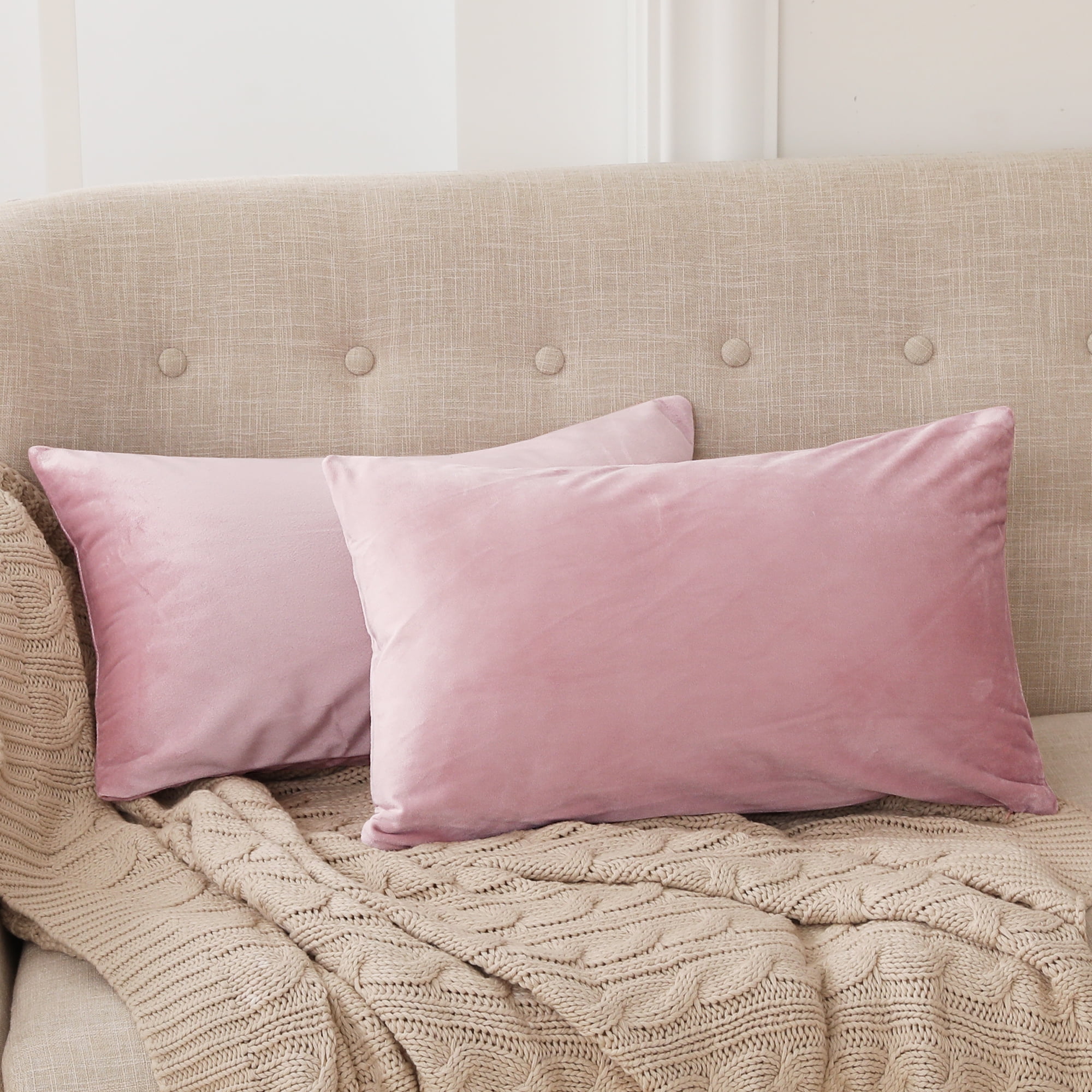 Deconovo Lumbar Pillow Covers Velvet Decorative Throw Pillow Covers