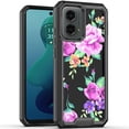 thumbnail image 2 of Designed for Motorola Moto G 5G 2024 Modern Design Pattern Fused Hybrid Hard PC + TPU Rubber Shockproof Drop Protection Impact Phone Case Cover [Tropical Roses Floral], 2 of 8