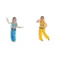 thumbnail image 1 of (2-Pack) Rinsvye Kids Belly Dance Glitter Mesh Performance Outfit Festival Wear Stage Show Net Skirt Top Set Dance Party, 1 of 5