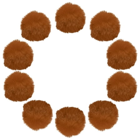 Uxcell 2.8 Inch Faux Fur Pom Pom Balls, 10 Pcs Brown Faux Fur Pom Poms for Hats with Elastic Loop for DIY Knitting Hats Keychain Scarves Gloves Bags Shoes