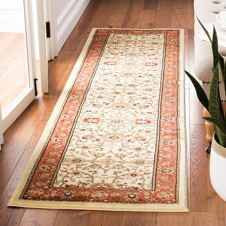 Safavieh Lyndhurst Collection LNH212R Traditional Oriental Non-Shedding Stain Resistant Living Room Bedroom Runner Rug 23 x 6 Ivory/Rust 2 3 x 6 Ivory/Rust The Lyndhurst Rug Collection offers the beauty and detail of traditional Persian and European styles in versatile  durable area rugs. The smart selection of florals  vines  and latticework available in Lyndhurst will add warm  welcoming charm to classy decor. Lyndhurst is made using a blend of soft  durable synthetic yarns for lasting beauty and vivid color. Perfect for the living room  dining room  bedroom  study  home office  nursery  kids room  dorm room  or eat-in kitchen.