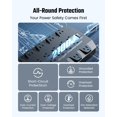thumbnail image 4 of SUPERDANNY Power Strip Surge Protector with 10ft Extension Cord - 22 Outlets, 6 USB Ports, 45W Fast Charging - 1875W/15A, 2100J, 45°Plug, Mountable - Ideal for Home, Office, Gaming, PC, Streaming, 4 of 7