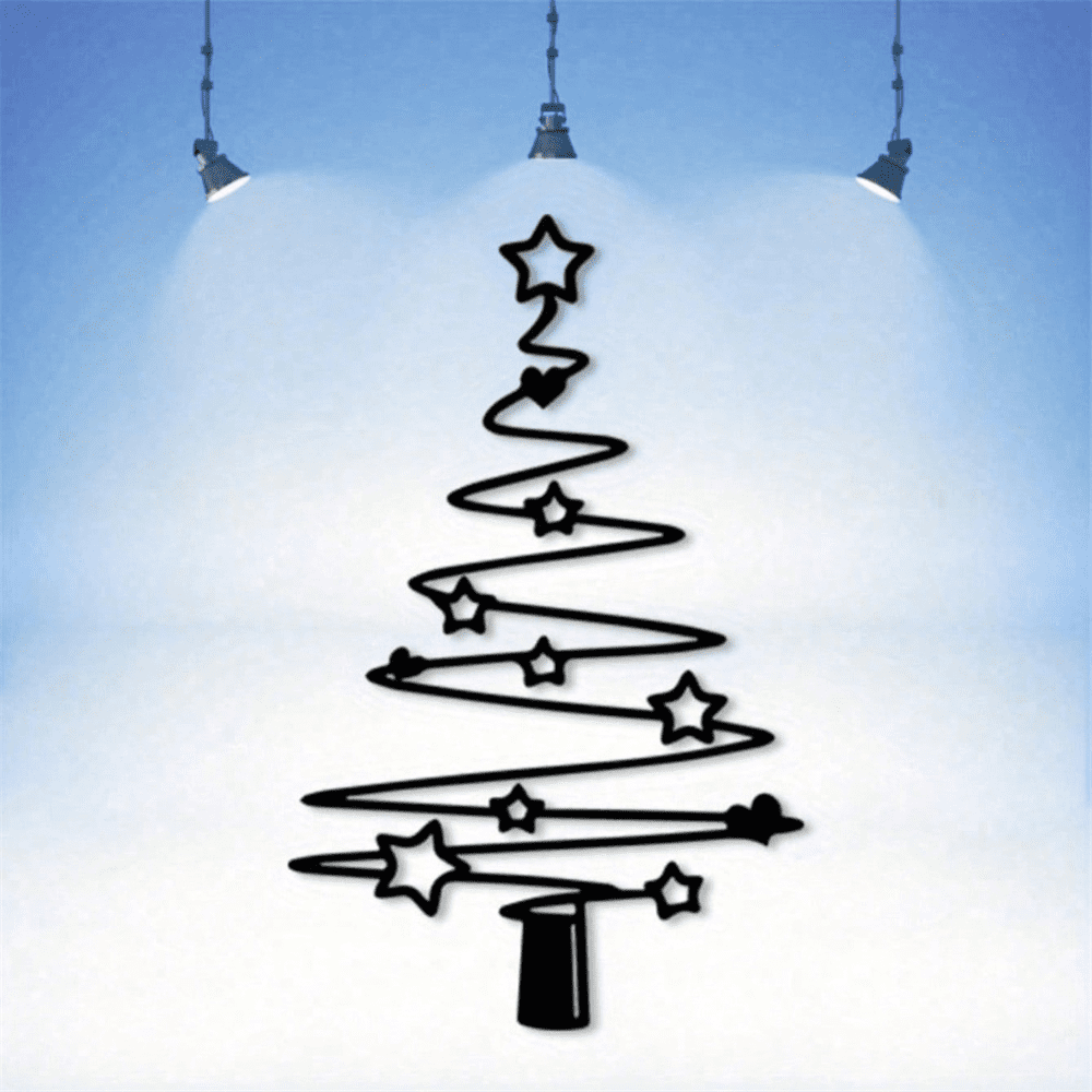 Vintage Minimalist iron Christmas Tree Wall Art Rustproof Indoor Outdoor Holiday Decor for Patio Garden Living Room