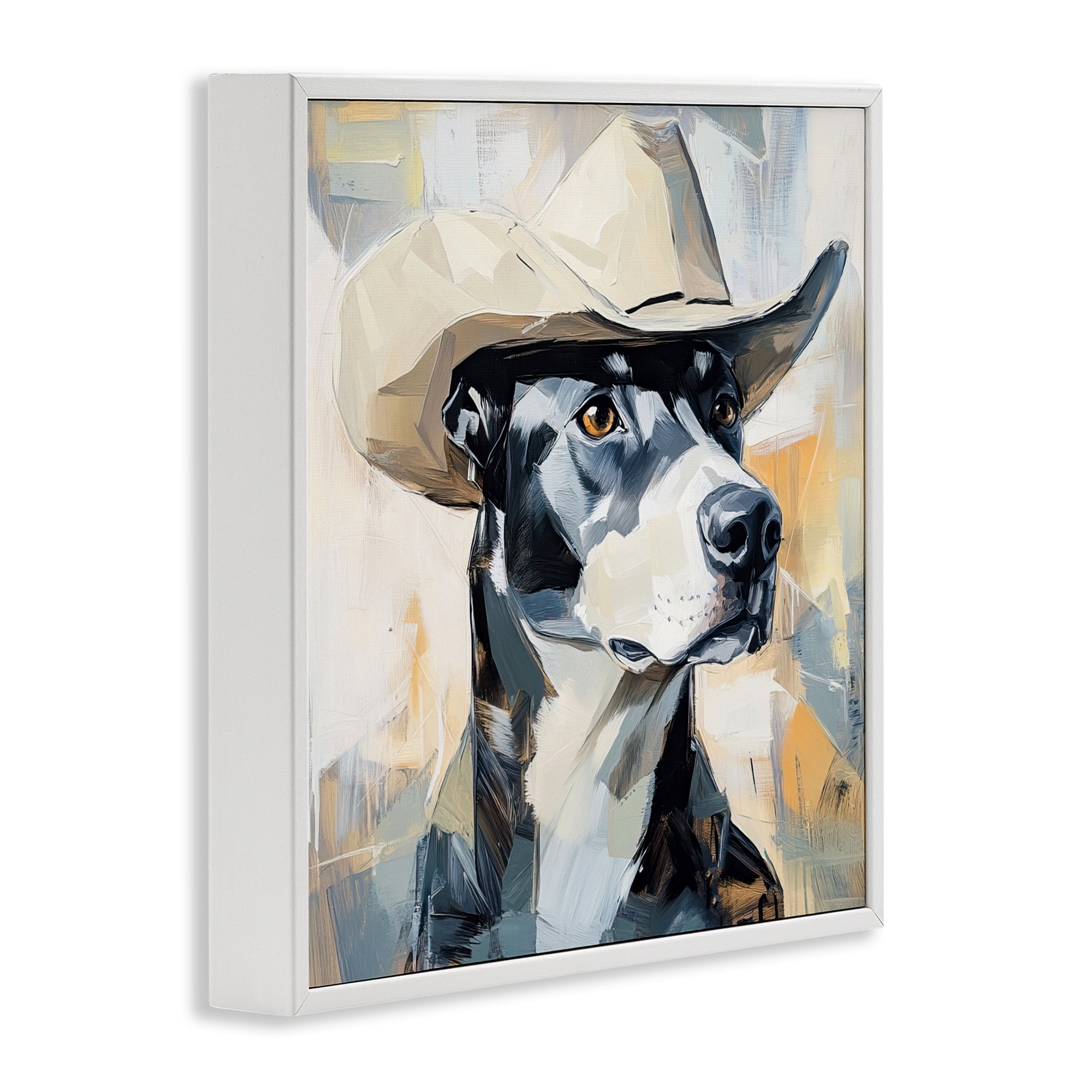Stupell Industries Deputy Dog Cowboy Hat White Framed Giclee Art, design by Tina LeCour