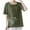 Army Green, variant on Oversized Crew Neck Linen Tops for Women Short Sleeve Cotton Tee Shirts Floral Printed Button Trendy Blouses