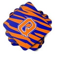 thumbnail image 2 of Letter Q Initial Tiger Stripe - Blue Orange  Foam Coaster Set of 4, 2 of 3