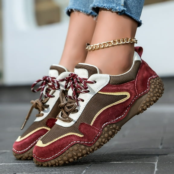 ZELAND Men's & Women's Big Size Genuine Leather Casual Outdoor Hiking Shoes - Breathable, Anti-Slip, Pigskin Top-Layer Leather Sports Sneakers, All Seasons