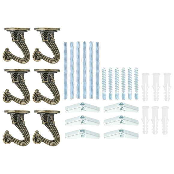 Uxcell Swag Hook Heavy Duty Ceiling Hooks with Hardware Installation Wall Fixing Ceiling Hangers for Hanging Plants Chandeliers Bronze
