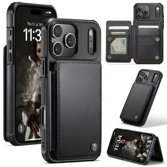 New Case For iPhone 17 Pro Cover with Card Holder, Wallet Case for Women Men with RFID Blocking, Durable Leather Kickstand Magnetic Clasp Shockproof for iPhone 17 Pro