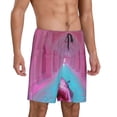 thumbnail image 6 of Mens Pajama Shorts, Pink Shark Pool Fantasy Sleep Shorts Men Pajama Bottoms Lounge PJ Shorts with Pockets, 6 of 6
