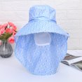 thumbnail image 1 of Sombrero para el sol ala ancha con solapa para el cuello cubierta para la cara protección UV poliéster gorra de verano para pesca camping paseos en bote senderismo azul tamaño libre, 1 of 1