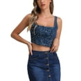 thumbnail image 4 of INSPIRE CHIC Denim Corset Tops for Women's Sleeveless Bustier Jean Crop Tank Top, 4 of 4