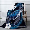 thumbnail image 2 of Joocar Sea Turtle Floral Design Fleece Throw Blanket For Winter Gift Home Sofa Bed Decoration 40x50 inch, 2 of 5