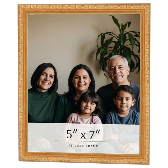 5x7 In Frame Gold Solid Wood Picture Frame Width 1.125 Inches | Interior Frame Depth 0.375 Inches |
