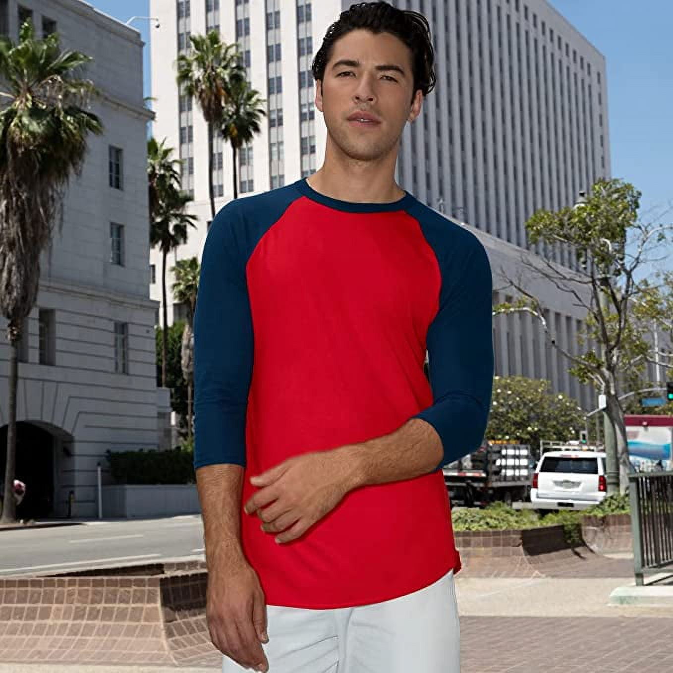 Aquaguard 100% Cotton Men's Vintage Baseball T-Shirt crew neck tee (3 Pack) - 3XL - VN Heather/VN ROYAL