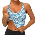 thumbnail image 3 of Picia Blue Fish Scale Texture Sports Bra for Women,Padded Strappy Sports Bras Medium Support Yoga Bra with Removable Cups,Running Yoga Bra-, 3 of 9
