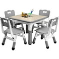 thumbnail image 2 of COZONY Modern Kids Table and 4 Chair Set, Adjustable Toddler Desk with Non-Slip Legs, Graffiti, 2 of 8