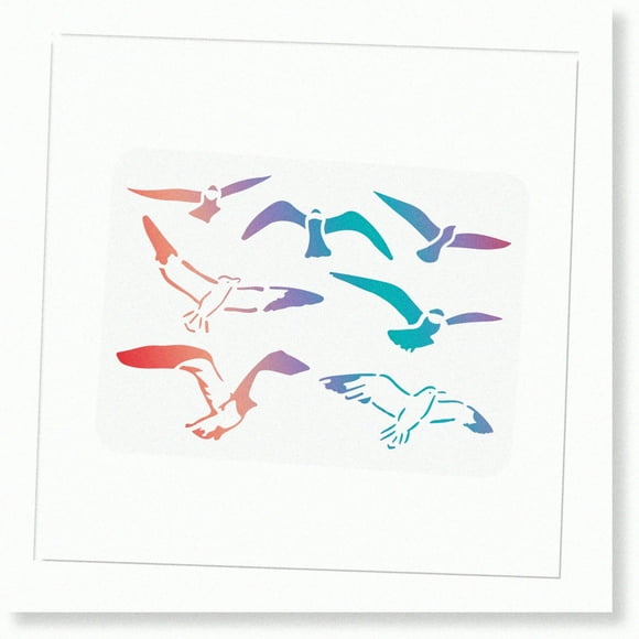 Reusable Flying Birds DIY Bird Drawing for Painting on Wood, Paper, Fabric, Floor, and Wall - Seagull S (11.7x8.3 inch)
