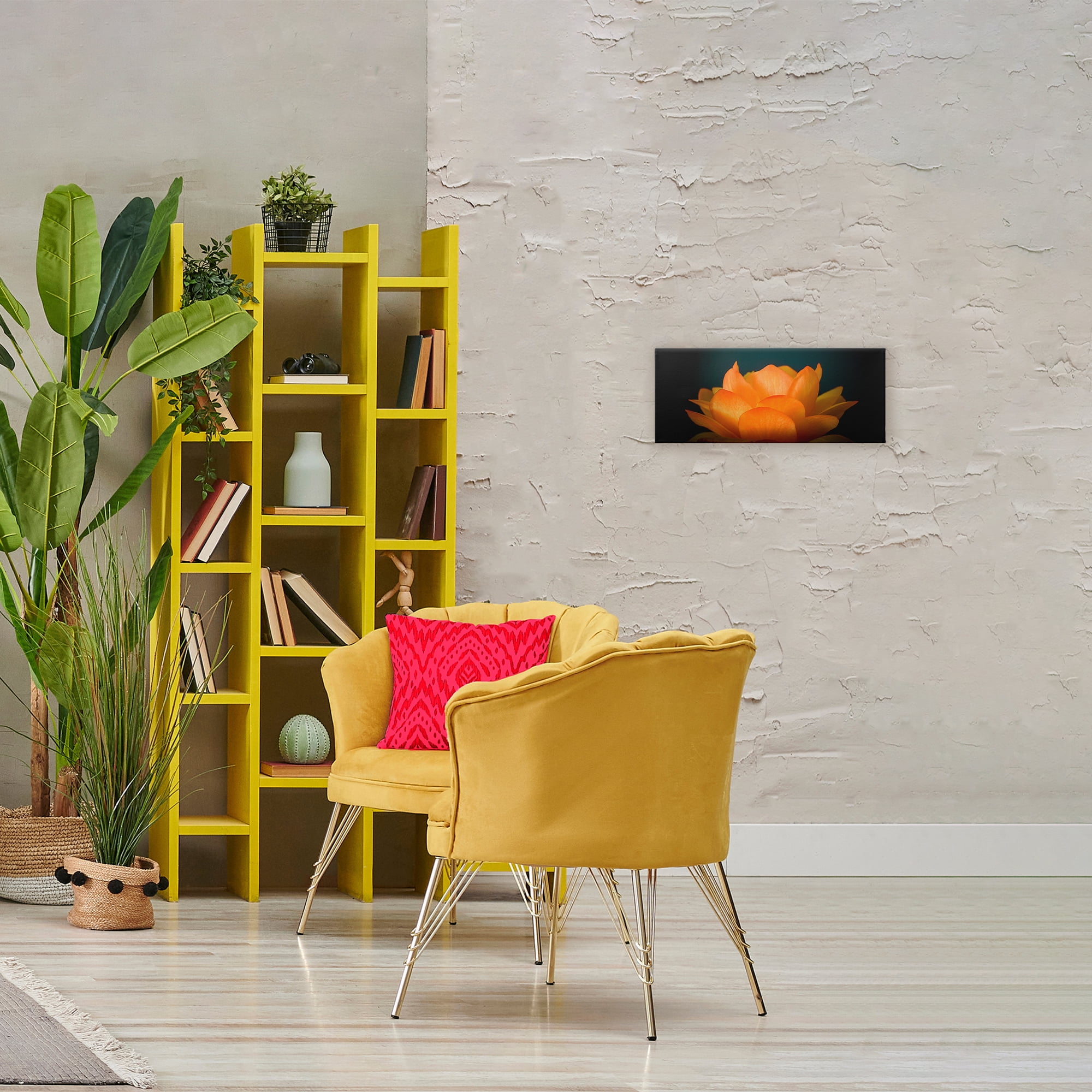 Glowing Orange Lotus Canvas Wall Art, design by Phillip Flowers