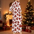 thumbnail image 4 of Women Christmas Nightgown Long Sleeve Zipper Front Robes Full Length Xmas Graphic Pajama Dress Loungewear (M, White), 4 of 7