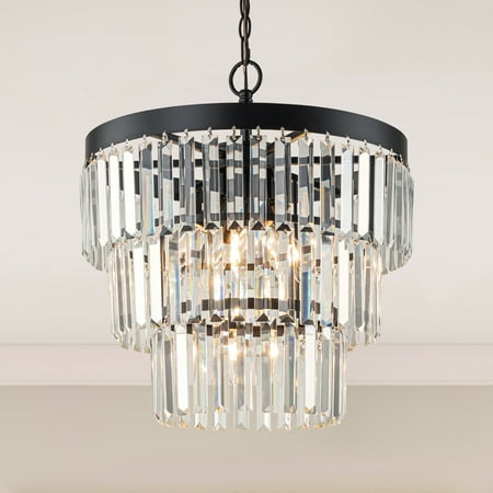 

C Cattleya 5-Light Black Tiered Crystal Chandelier