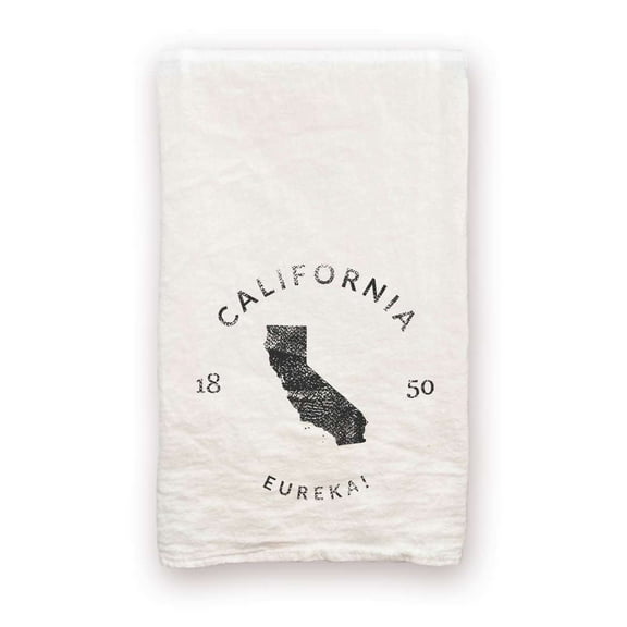California Home State Badge and Motto 100% Cotton Decorative Tea Towel Flour Sack Housewarming Gift