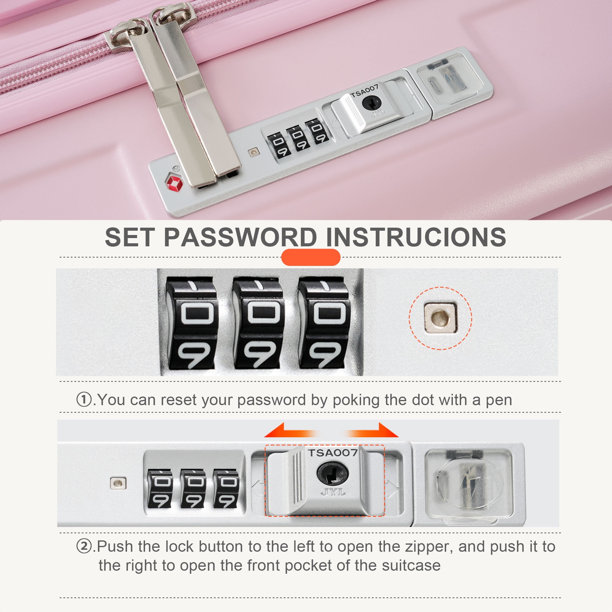 LoLado Front Opening 20in Carry-on Luggage with Expandable Travel Bag Set, ABS Hard Shell Two-piece Travel Suitcase Set with USB Port, Cup Holder, Pink