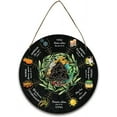thumbnail image 2 of Artsy Woodsy Wheel of the Year Wood Witch Calendar Hanging Wall Decorations with Jute Twine Flat Round with Word Knot Pattern 300x5mm, 2 of 9