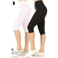 thumbnail image 5 of Women's High Waist Casual Solid Slim Running Yoga Capri Leggings Pants S-3XL (Pack of 2), 5 of 5