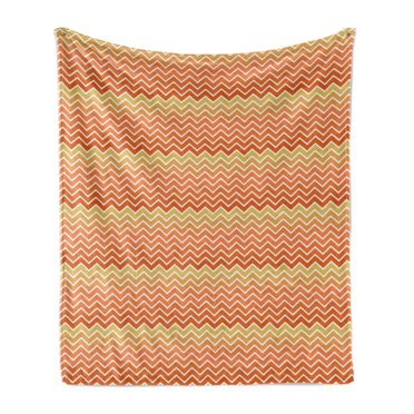 Geometric Soft Flannel Fleece Throw Blanket, Sunset Theme Conceptual Chevron Zigzag Pattern in Blended Soft Colors Design, Cozy Plush for Indoor and Outdoor Use, 60" x 80", Multicolor, by Ambesonne