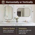 thumbnail image 3 of ANDY STAR Scalloped Bathroom Mirror, 24"x36" Inch Brushed Nickel Rectangle Mirror, Silver Bathroom Vanity Mirror, Silver Framed Mirror in Anti-Rust Stainless Steel Metal, Thin Frame Deep 1", 3 of 8