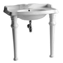 Rectangular Console With Integrated Oval Bowl Single Hole Faucet Drill White