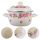 thumbnail image 4 of Olla esmaltada con asa y tapa, recipiente para comida con estampado de flores, olla para sopa esmaltada, 4 of 5
