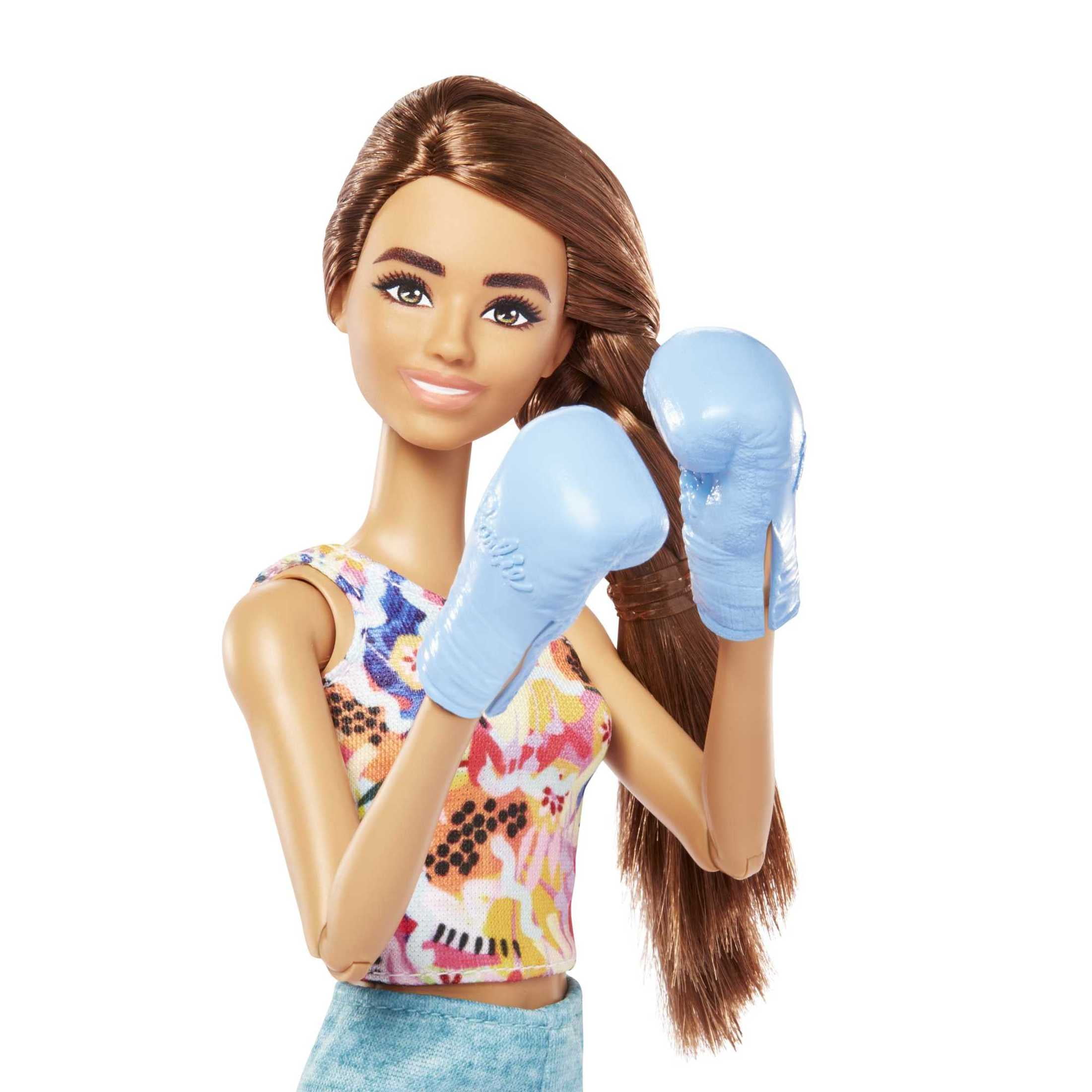 Barbie SelfCare Posable Doll, Brunette Workout Doll with Puppy and Accessories  (图4)