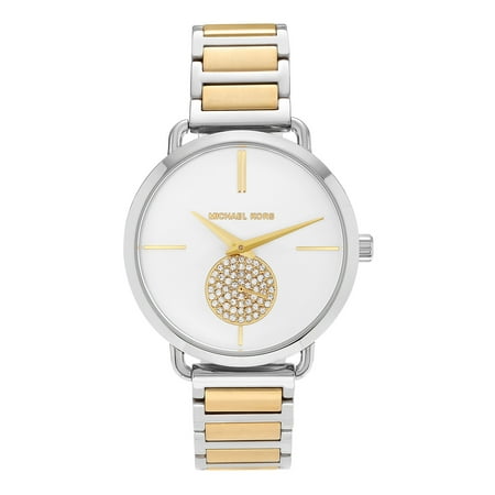 - Women's MK3679 'Portia' Stainless Steel Crystal Pave White Dial Bracelet Watch