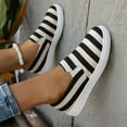 thumbnail image 5 of Black Womens Canvas Flat Shoes Slip On Striped Print Casual Round Toe Comfortable Moccasins Loafers Size 36, 5 of 8