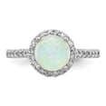 thumbnail image 5 of White Sterling Silver Ring Band with Stones Opal, Lab Created Round Phenomena Cubic Zirconia CZ, 5 of 5